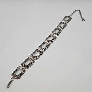 Vintage Silver Geometric Link Metal Belt 42"